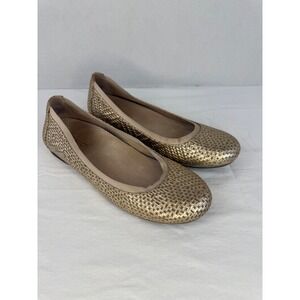 Vionic Anita Gold Woven Ballet Flats Metallic Slip On Shoes Womens 9.5